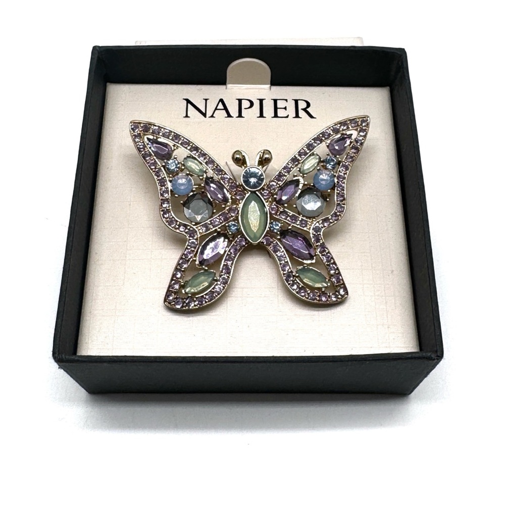 Napier Multicolored Rhinestone Butterfly Brooch